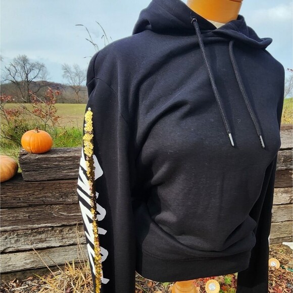 NWT  International Concepts I.N.C.  Sequin Graphic Hoodie, Black. - Picture 14 of 15